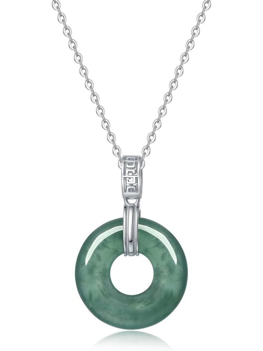Elegant Gold Plated 925 Sterling Silver Natural Jade Pendant Necklace for Women
